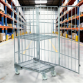 4 Sided Heavy Duty Logistic Wire Mesh Rolling Trolley Cart for Laundry